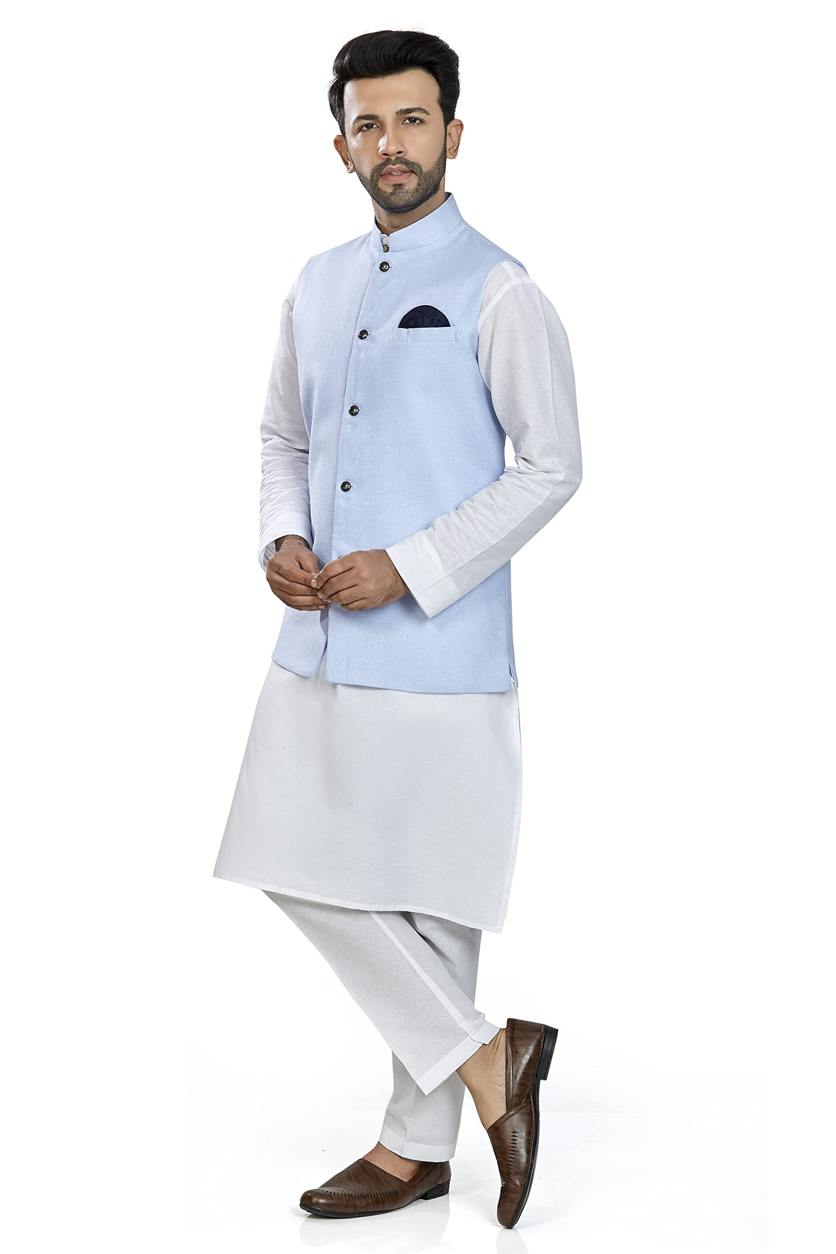 BE ACTIVE Mens Linen Blend Nehru Jacket With Mandarin Collar || Ethnic Koti For Men || Men Koti Formal|| Men Koti Wedding (RFKT