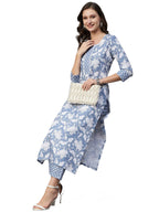 ANNI DESIGNER Womens Cotton Blend Printed Straight Kurta with Pant (Pustak Navy Blue-Nw_S_Navy Blue_Small)