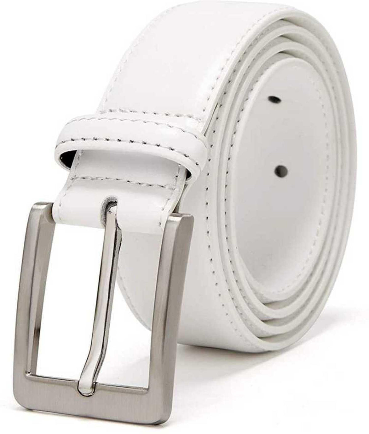 Men Casual White Artificial Leather Belt ()_328 34