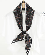 Clysoru Silk Neck Scarf Printed Scarves Head Women'S Fashion Oblique Angle Satin Scarfs For Bag Hair 59    X 5.9    (Navy blue y