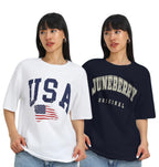 Juneberry Pack Of 2, 100% Pure Cotton, Round Neck, Oversized, Loose, Baggy Fit, Drop Shoulder, Graphic Printed, Half Sleeve T-Sh