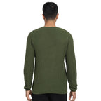 Bewakoof Mens Solid Regular Fit Full Sleeve Round Neck Cotton Sweater Green