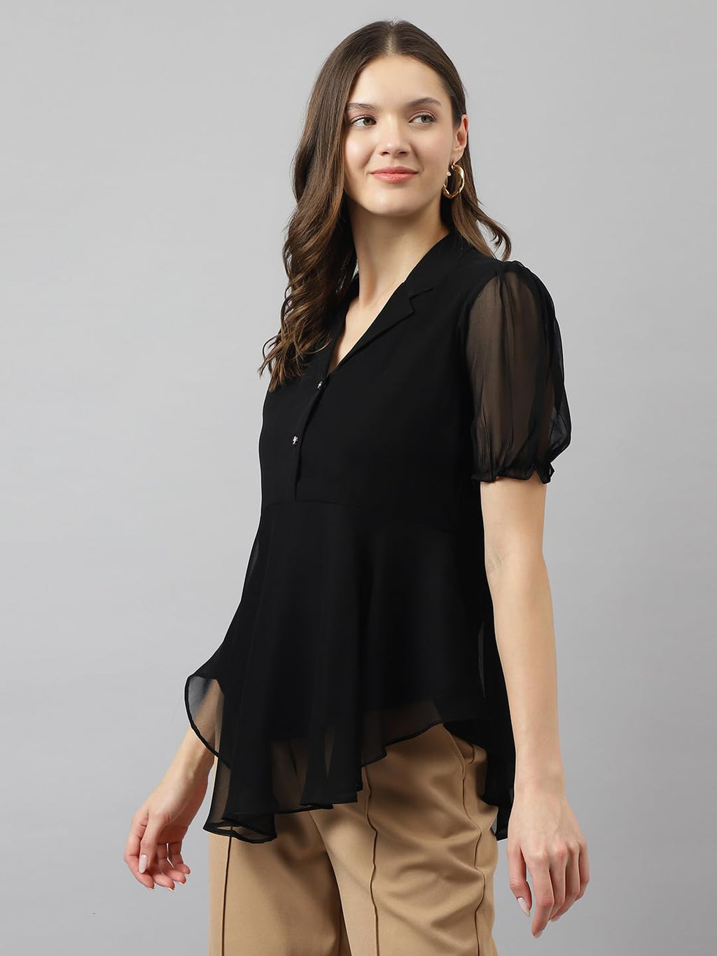 TOOCHKI Womens Solid Regular Fit Top (Toochki088-TP_Black