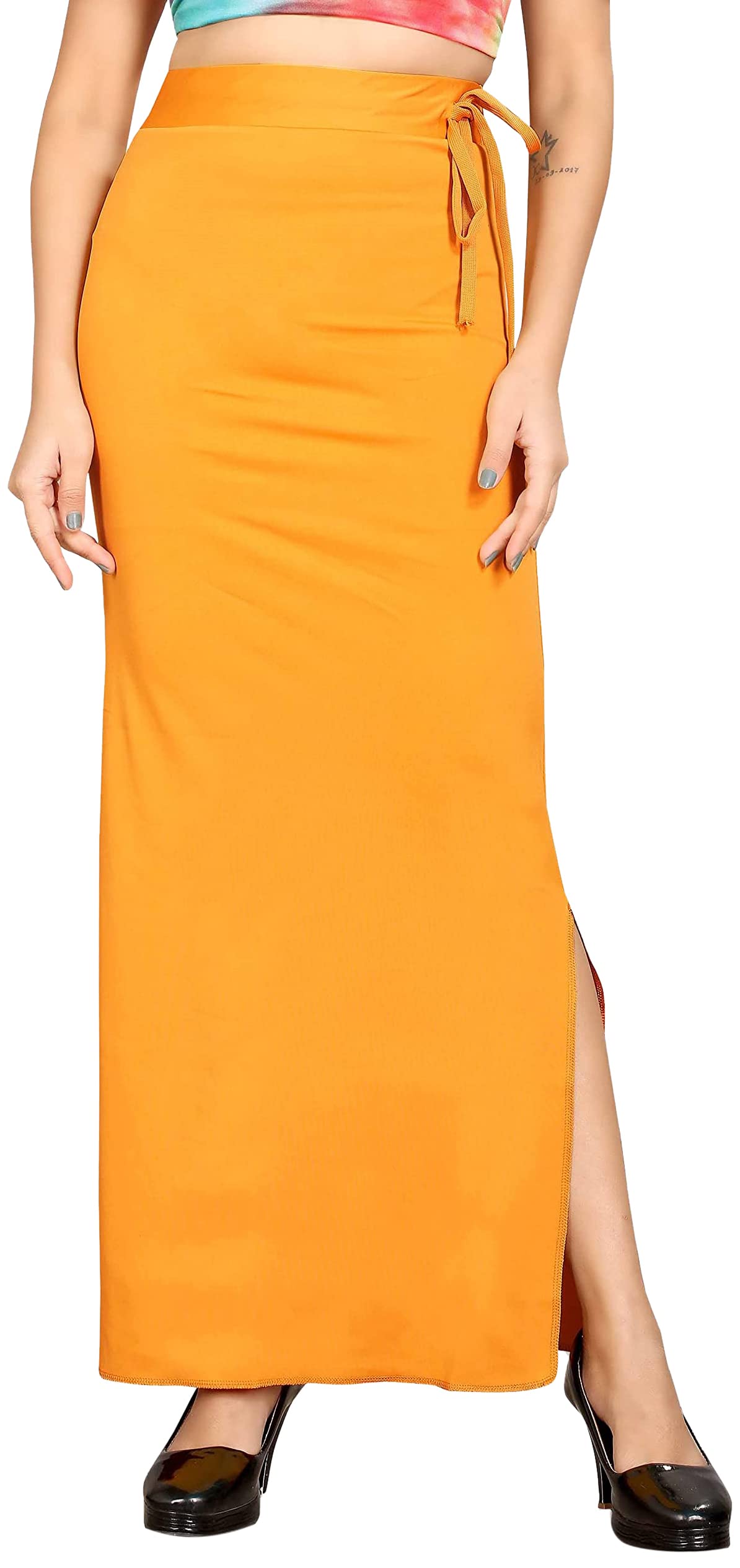 Shasmi Women Solid Saree Shapewear (Soft Shapewear) (2XL, Mustard)