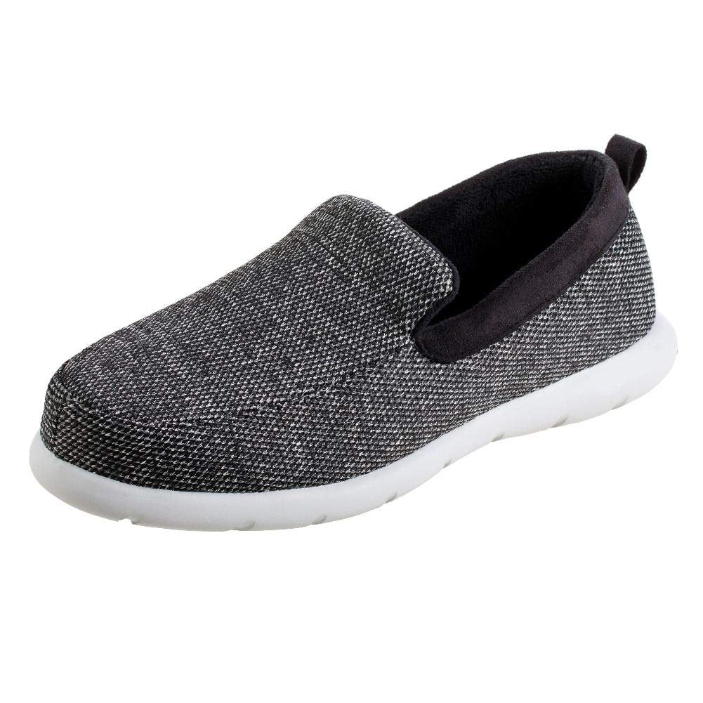 isotoner Zenz Men's Sport Knit Moccasin, Slip-on Shoe, Dark Charcoal Heather, 8