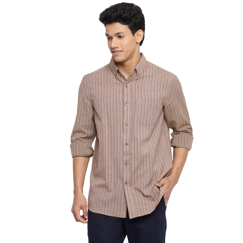Fabindia Men'S Striped Comfort Fit Shirt (20004052_Grey S)