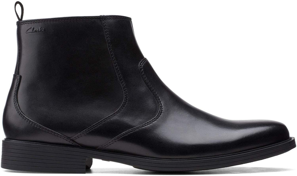 Clarks Men's Whiddon Zip Waterproof Ankle Boot, Black Leather, 10