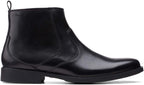 Clarks Men's Whiddon Zip Waterproof Ankle Boot, Black Leather, 10