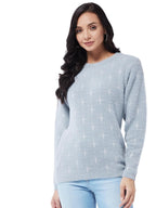 Modeve Women All Over Print Light Grey Sweater
