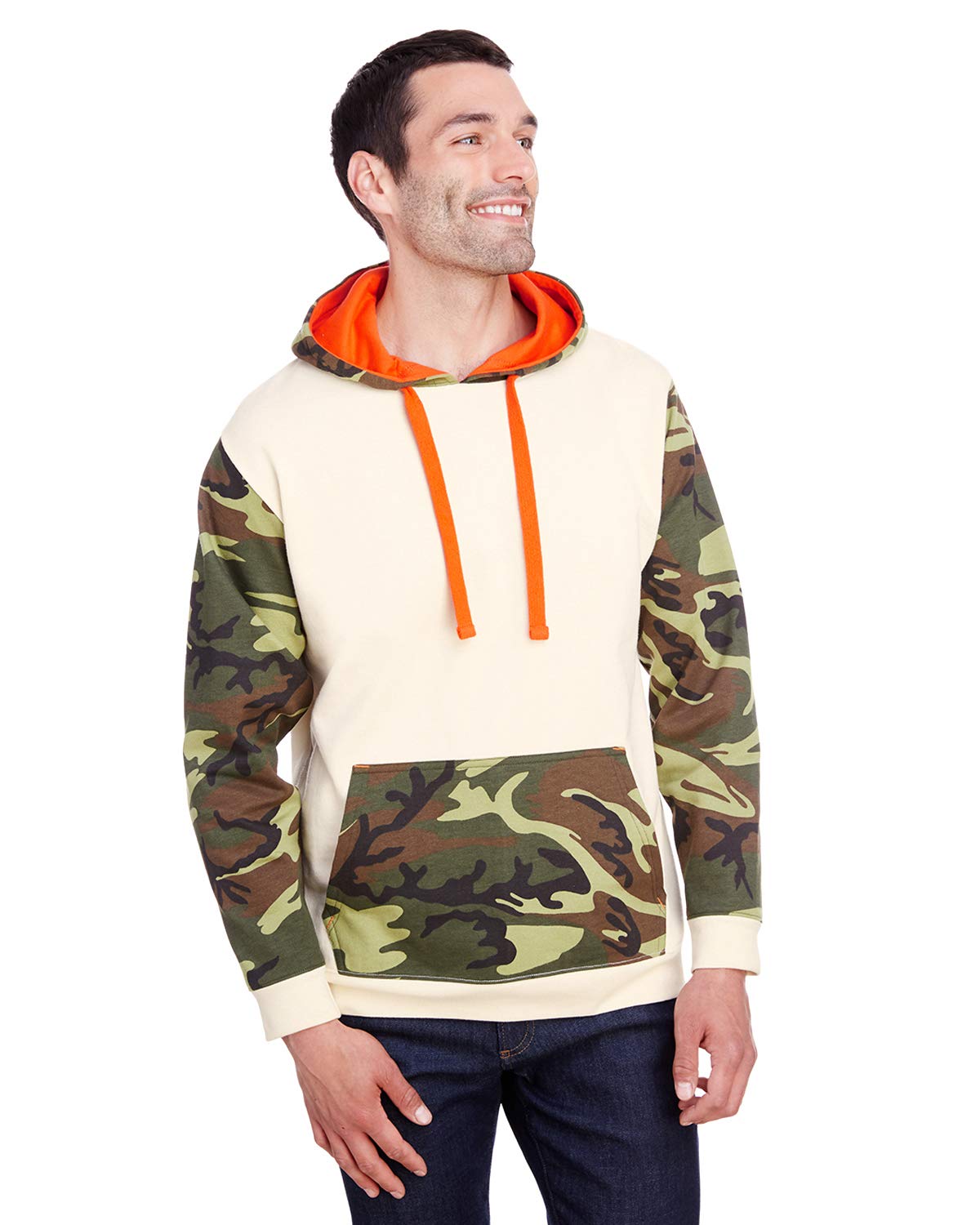 Mens Fashion camo Hooded Sweatshirt - NTRL gRN WD OR - S(D0102H7MD9T)