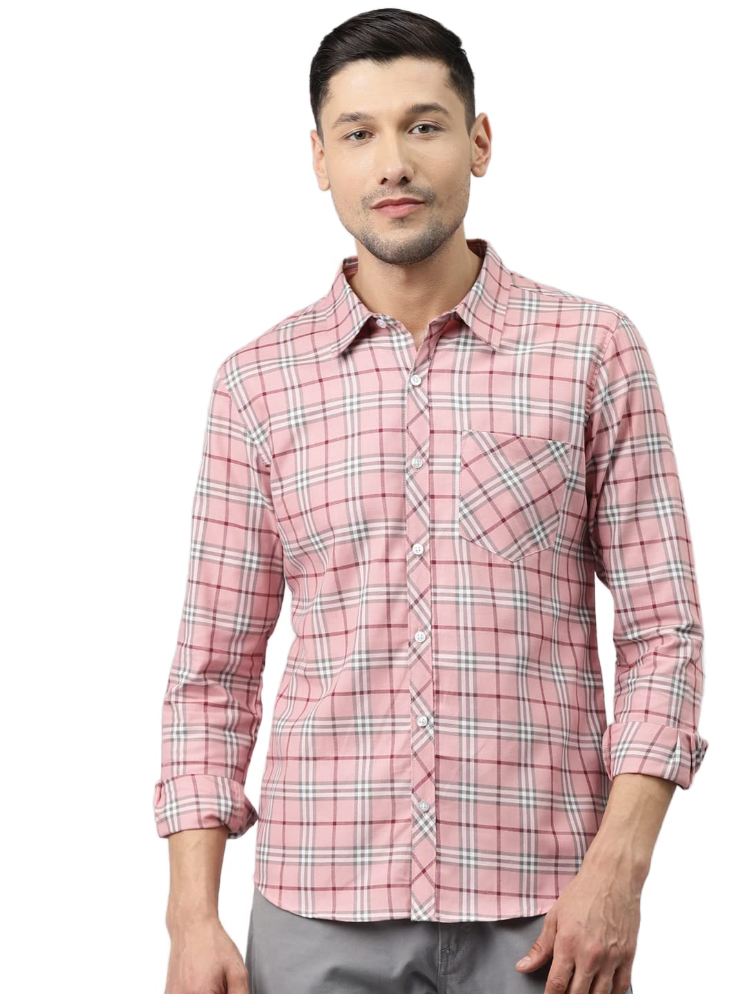 Hubberholme MenS Cotton Check Regular Fit Casual Shirt - Pure Soft Cotton Checked Shirts For Men Stylish/Trendy Full Sleeve Shi