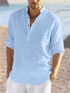 Bellstone MenS Cotton Blend Solid Regular Dress Shirt (Kurta800Combo_White_Skyblue_Xl Sky Blue