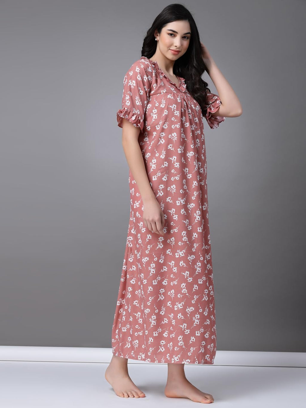 OOMPH! Cotton Blend Nighty for Womens | Night Gown | Nighty | Nightdress | Maxi Dress | Sleepwear | Gown for Women | Nighties |