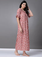 OOMPH! Cotton Blend Nighty for Womens | Night Gown | Nighty | Nightdress | Maxi Dress | Sleepwear | Gown for Women | Nighties |