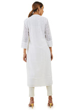 Soch Womens Off White Georgette Straight Kurta With Self Embroidered Designs