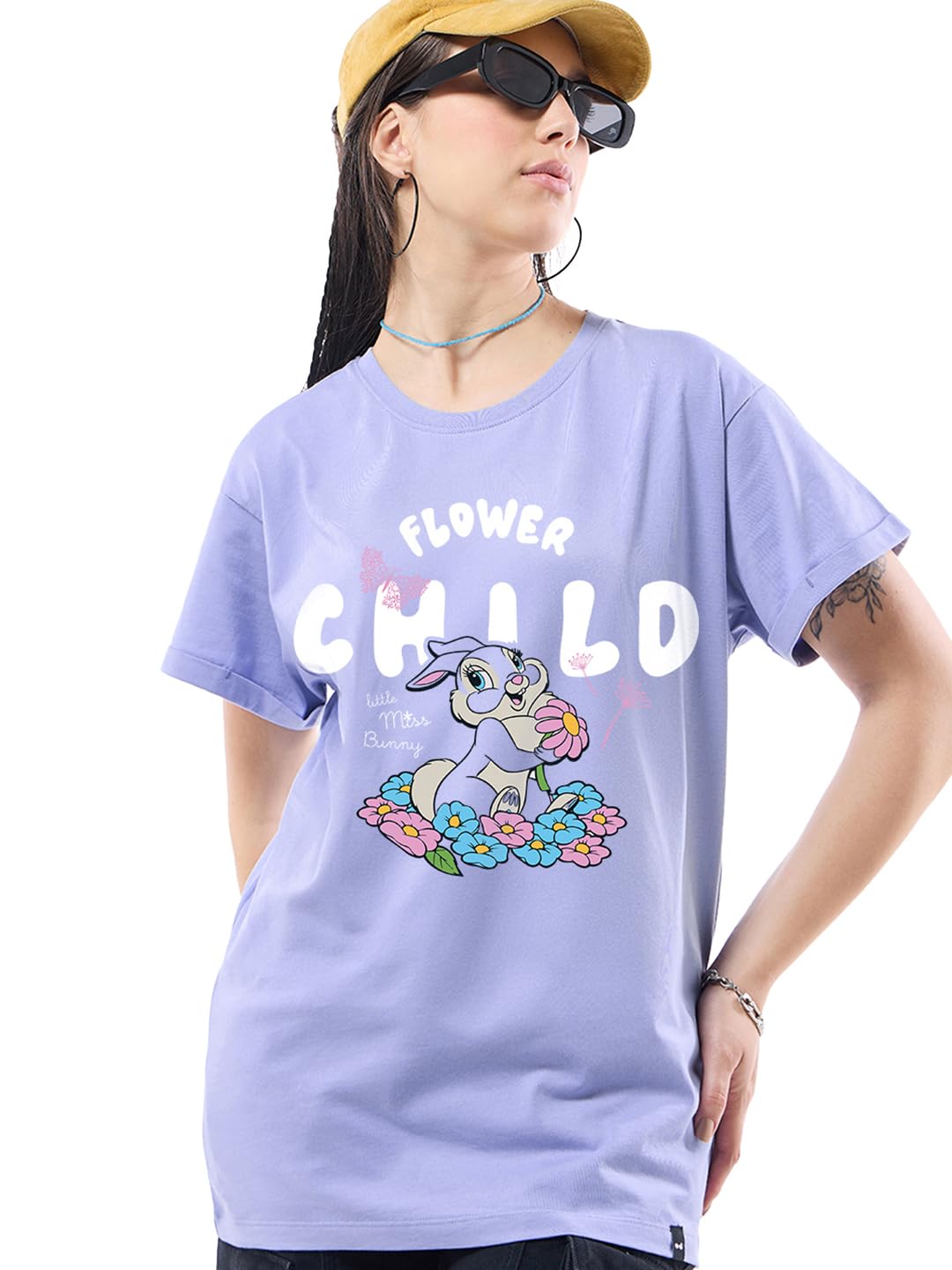 Bewakoof Official Looney Tunes Merchandise Bunny WomenS Graphic Print Boyfriend Fit Half Sleeve Round Neck Cotton Jersey T-Shirt