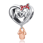 Annmors Lovely Jewelry Love Mom   Dangle Charm in 925 Sterling Silver Mother Heart Charm Dangle for Women Bracelet & Necklace DI