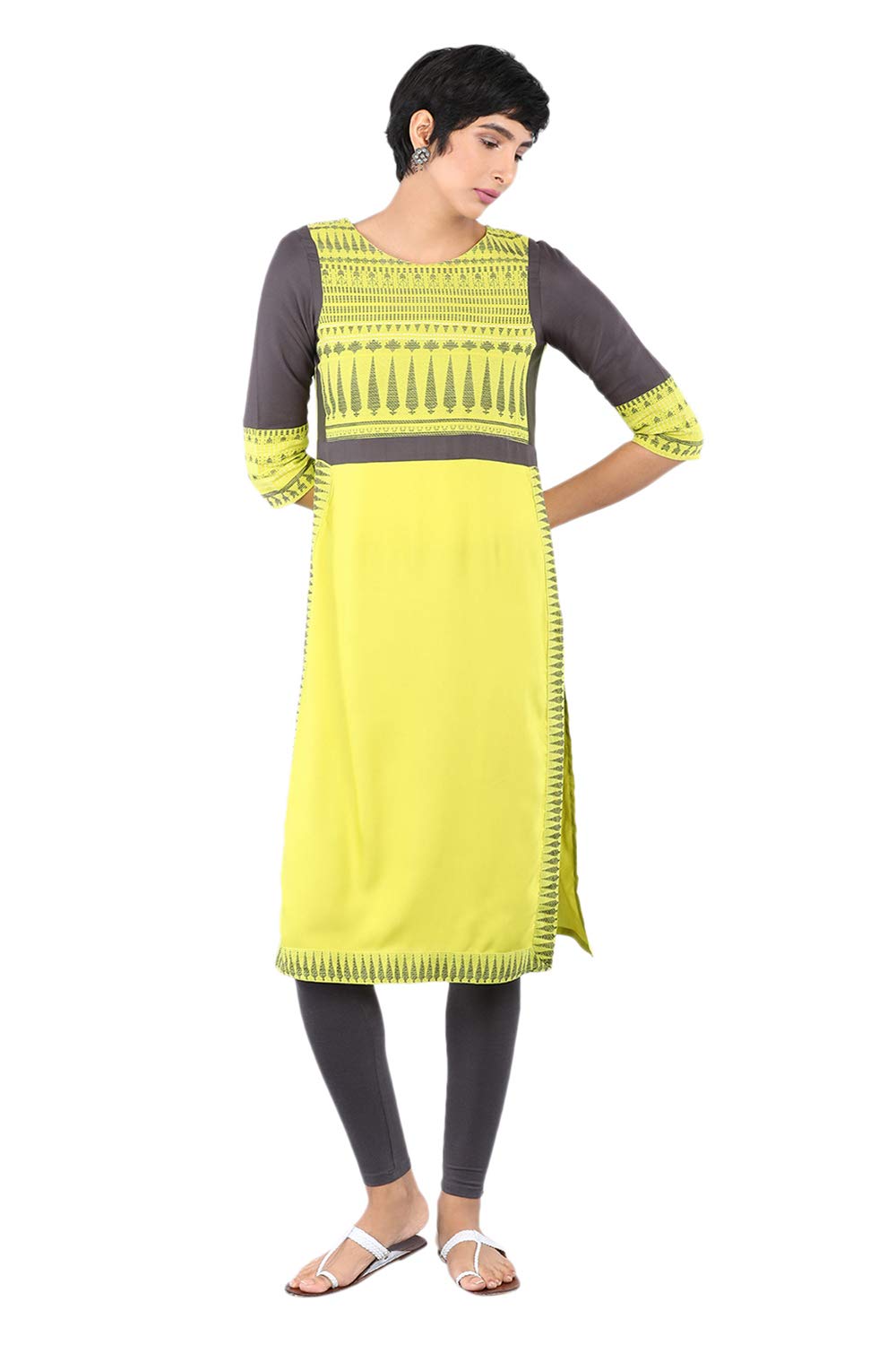 W For Woman Straight Kurta (18Auw11254-310094_Green_12)