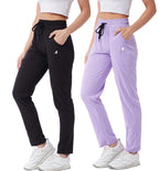 Modeve  Women Cotton Blend Pack of 2 Track Pant for Summer || Women Lower || Women Pyjama || Lounge Pants_Black and Lavender_XX-