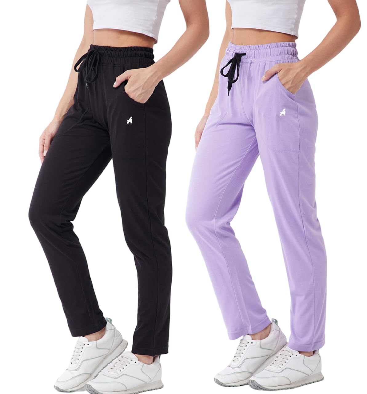 Modeve  Women Cotton Blend Pack of 2 Track Pant for Summer || Women Lower || Women Pyjama || Lounge Pants_Black and Lavender_XX-