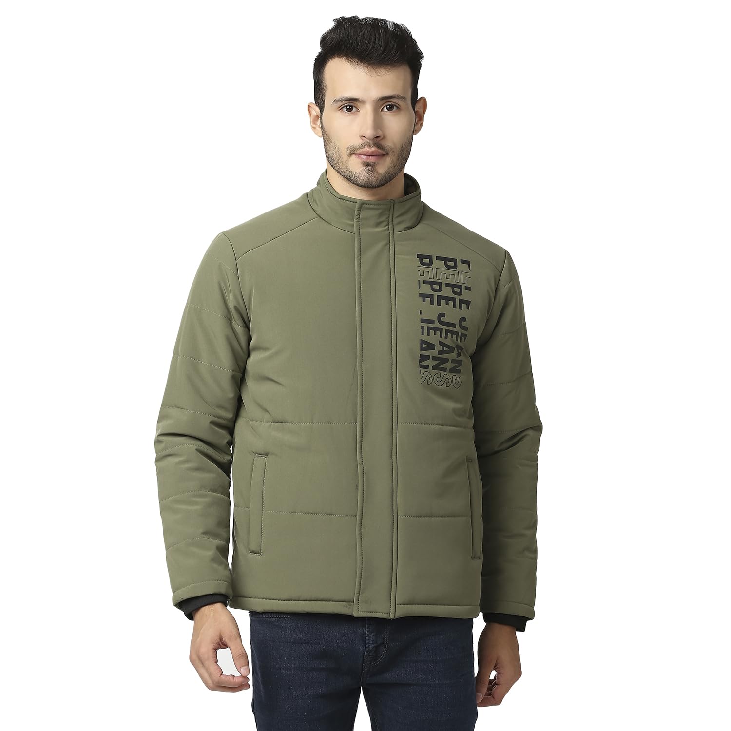 Pepe Jeans Mens Heavy Wadded Jacket, Olive,Xl