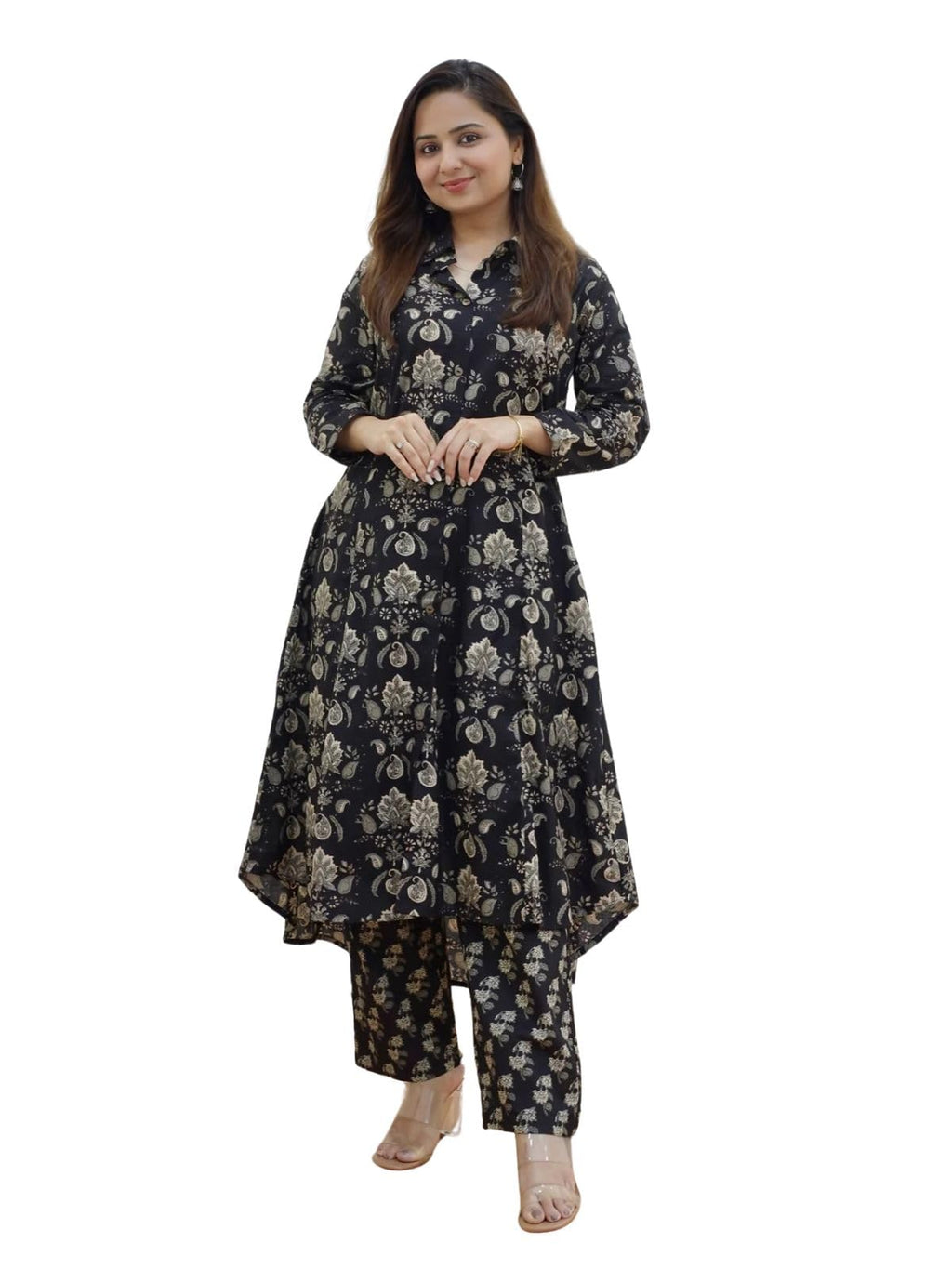 Greciilooks Rayon Standard Length Formal Travel Floral Printed Ethnic Co-Ord Kurta Set For Women (Available In 2Xl And 3Xl) (Gl-