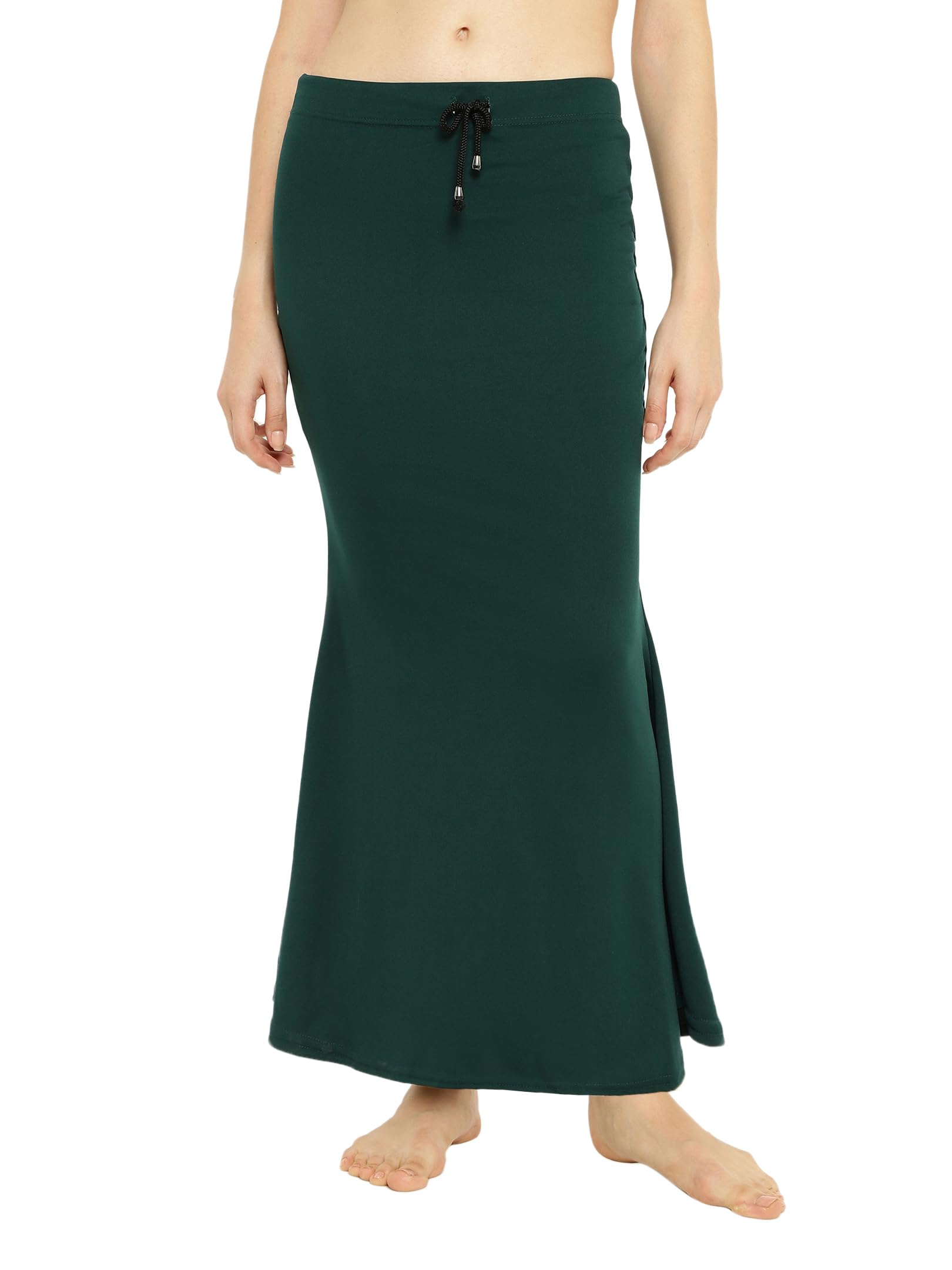 Sugathari Womens Dark Green Micro Fiber Solid Saree Shapewear for Women (AVA FISHCUT Bottle Green XL)