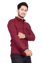 Rebelify MenS Cotton Shirt With Pockets Full Sleeves Spread Collar Solid Pattern Botton Down Closure Regular Fit And Standard L