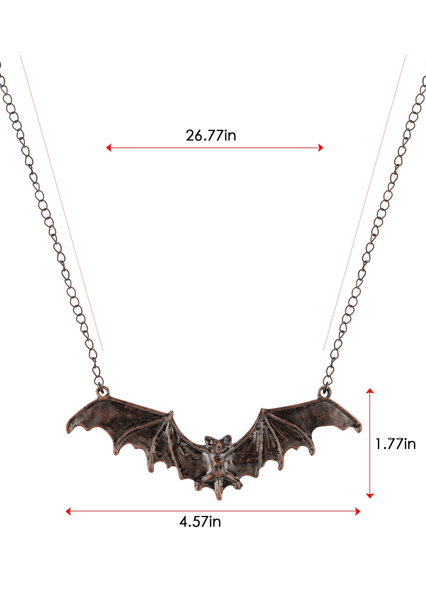Alilang Frightening Halloween Brown Flying Bat Metal Chain Pendant Necklace Funny Vintage Halloween Party, Brown