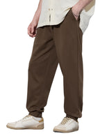 The Souled Store Solids: Chocolate Brown Men and Boys Drawstringed Cotton Blend Baggy Fit Oversized Joggers