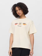The Souled Store Gilmore Girls: Coffee Cups Women and Girls Short Sleeves Round Neck Off White Graphic Printed Cotton Oversized