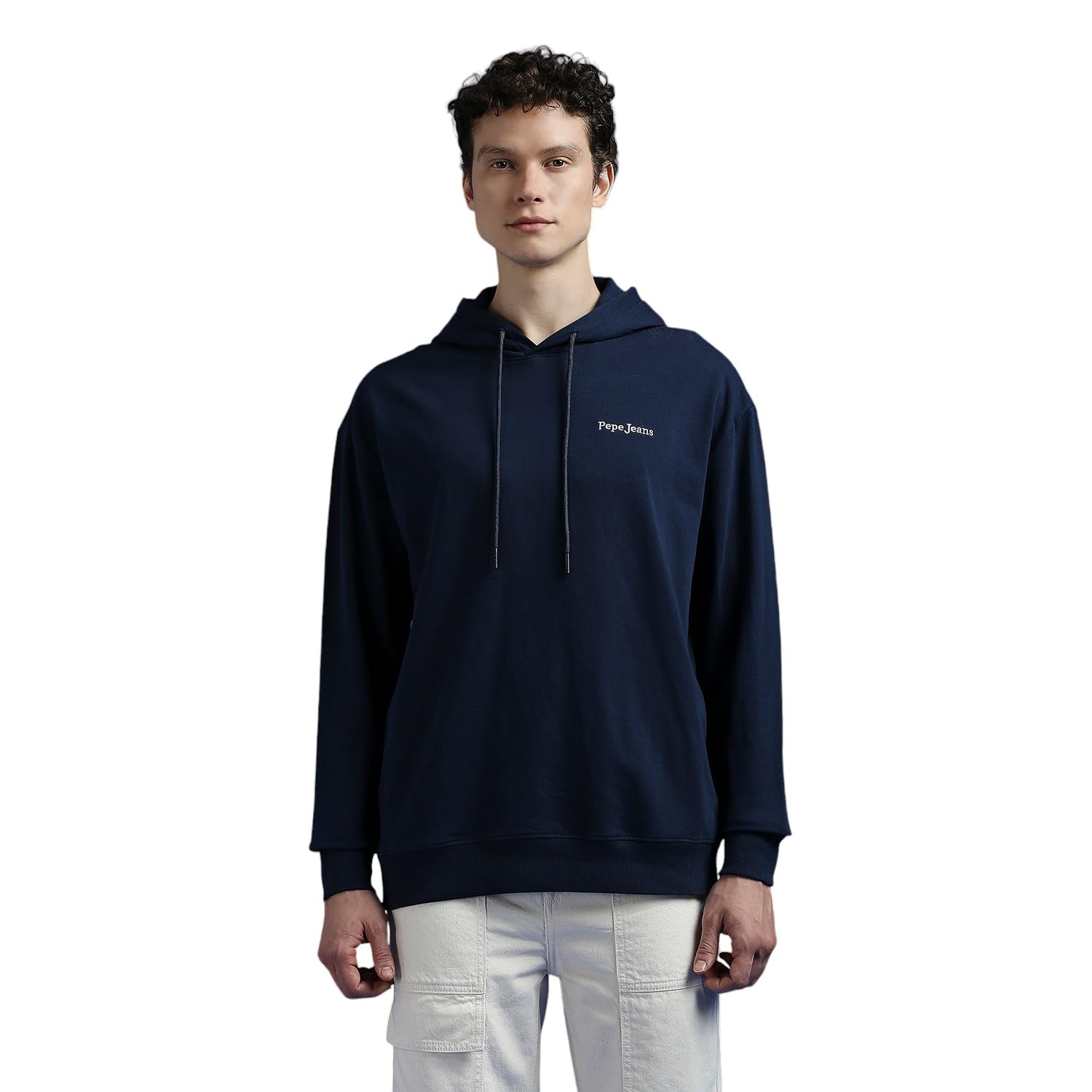 Navy Back Print Full Sleeve Hooded Sweatshirt
