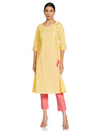 Aurelia Womens Cotton Kurta & Pant (21Onas12608-702672-Yellow-Xl)