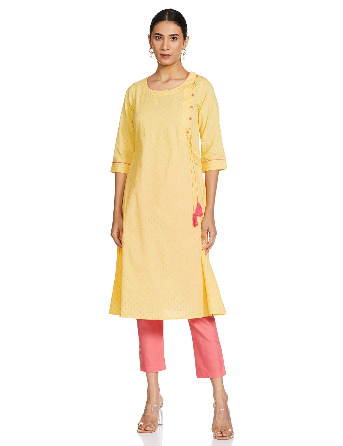 Aurelia Womens Cotton Kurta & Pant (21Onas12608-702672-Yellow-Xl)