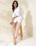 Fabindia WomenS Embroidered Regular Fit Tunic (2118006White_White