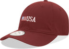 Relaxed Graphic Cap,Side US Flag,Cardina