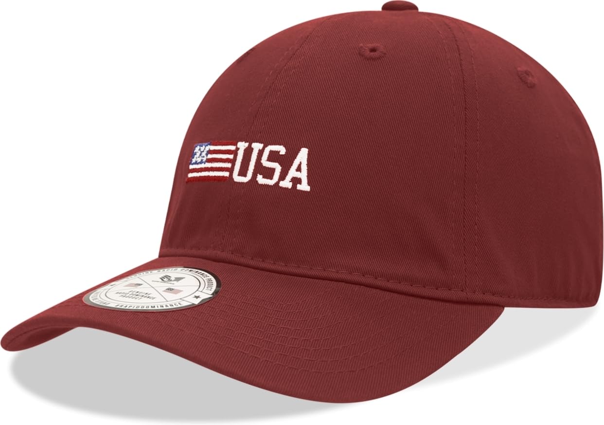 Relaxed Graphic Cap,Side US Flag,Cardina