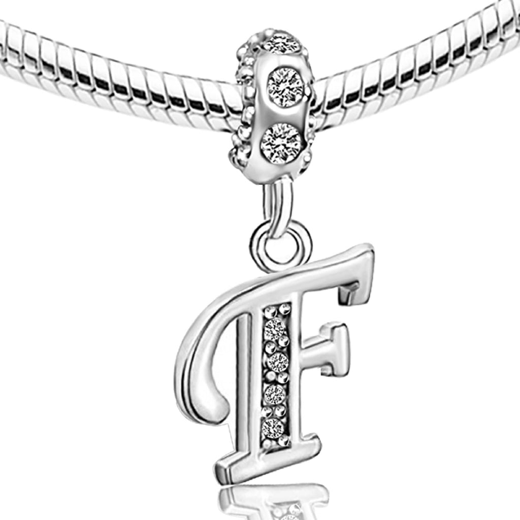 JMQJewelry F Initial Letter Alphabet Dangle Birthstone Mother Daughter Womens Beads Charms Big Sister Little Sister Friendship F