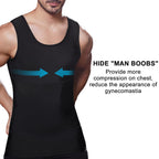 Lgtfy Mens Slimming Body Shaper Vest, Gynecomastia Compression Shirts, Tummy Control Undershirts - Change in Seconds Black/White