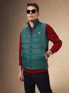 Dennis Lingo Men Green Solid Polyester Regular Fit Half Sleeve Jackets