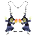 NEWEI Cute Acrylic Halloween Witch Pumpkin Earrings Big Long Dangle Drop For Women Festival Jewelry Gifts Charm (Iris)