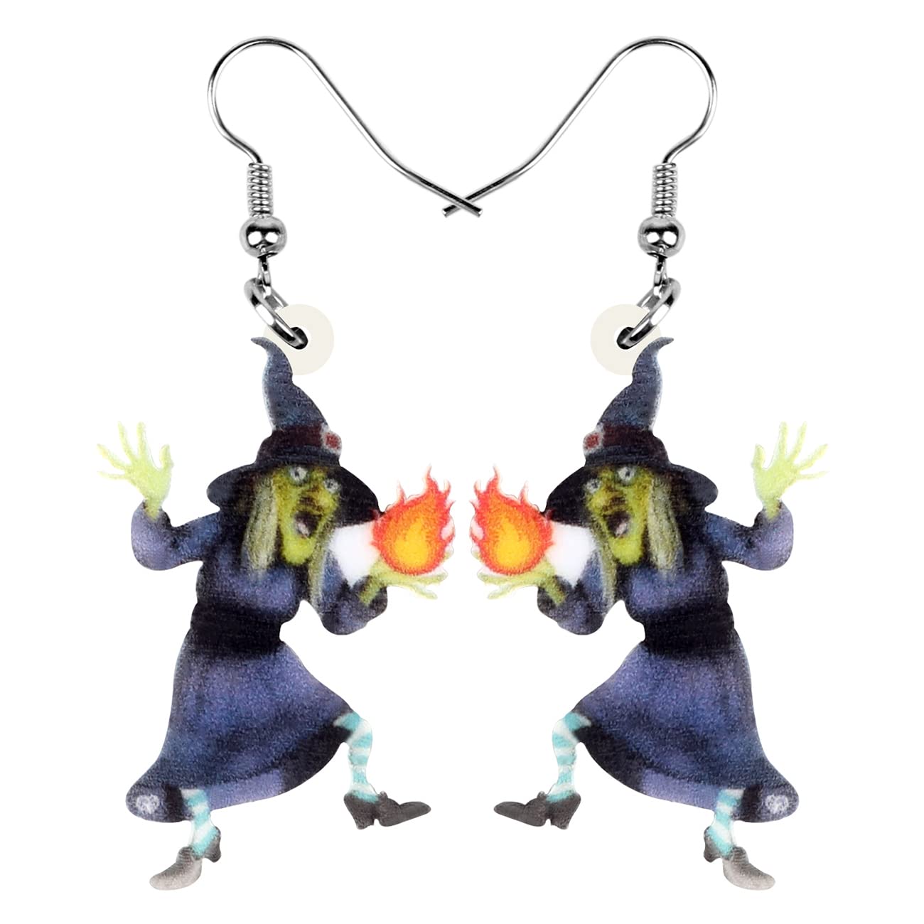 NEWEI Cute Acrylic Halloween Witch Pumpkin Earrings Big Long Dangle Drop For Women Festival Jewelry Gifts Charm (Iris)