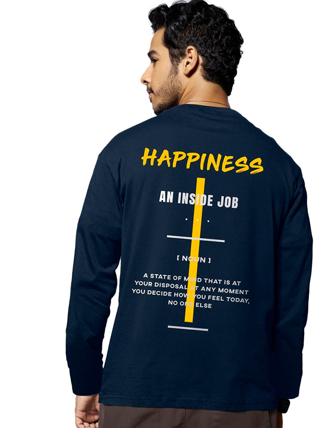 Bewakoof MenS Regular Fit Full Sleeve T-Shirt Blue