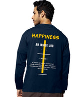 Bewakoof MenS Regular Fit Full Sleeve T-Shirt Blue