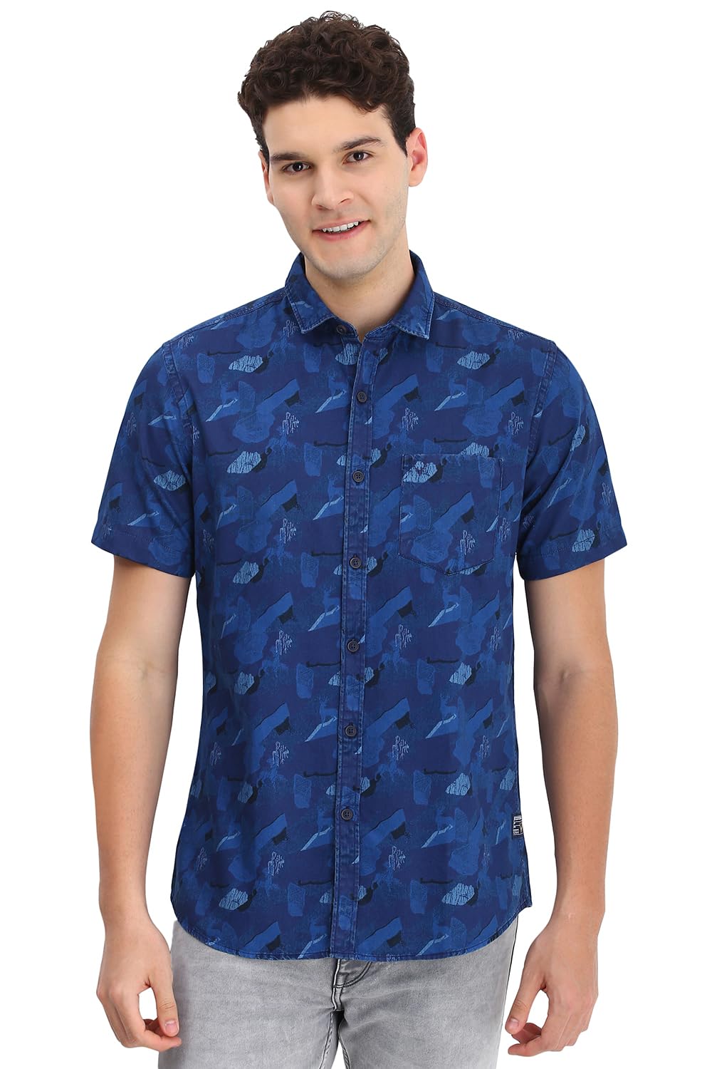 Allen Solly Men Regular Fit Printed Casual Half Sleeve Short Sleeve Shirt