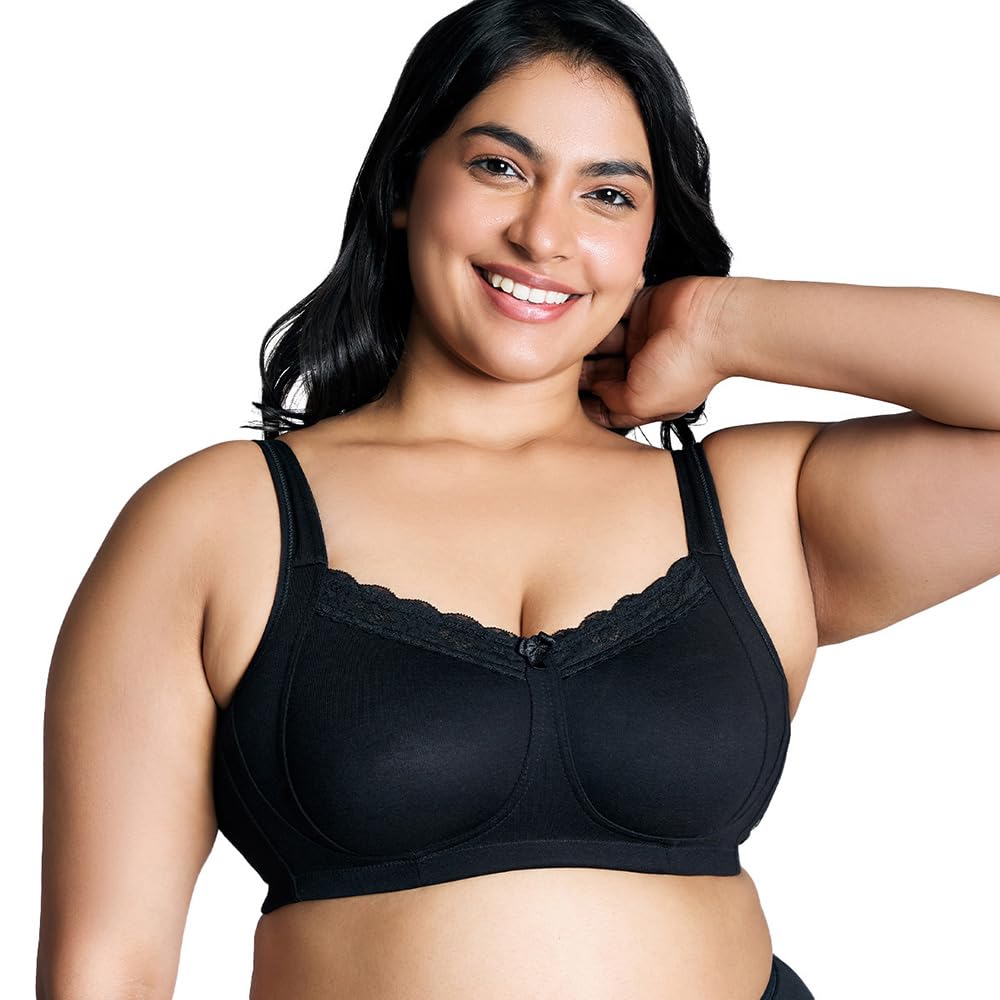 Nykd (Nyb190 Cotton Non Padded & Non Wired Everyday Lace Bra For Women | Full Coverage Bra With Super Soft Wide & Thick Straps -