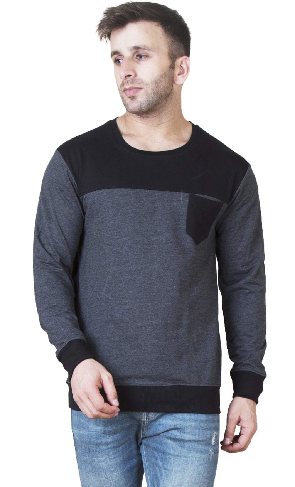 Veirdo Men's Cotton Round Sweatshirt for Casual Wear