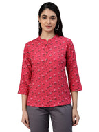 Lyra 430 Pure Rayon Woven Tunic For Women Red