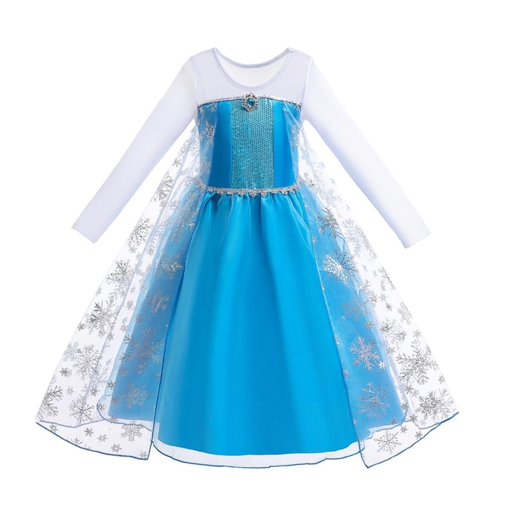 Dressy Daisy Girls' Ice Princess Dress Costume Birthday Halloween Christmas Fancy Party Dresses with Cape Draping