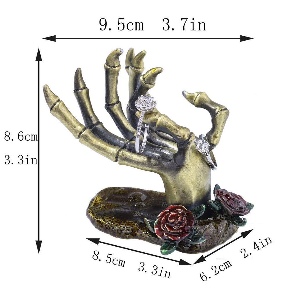 YU FENG Gothic Rose Skeleton Hand Jewelry Holder for Halloween Decor Rings Necklaces and Jewellery Accessories Hand Form Display